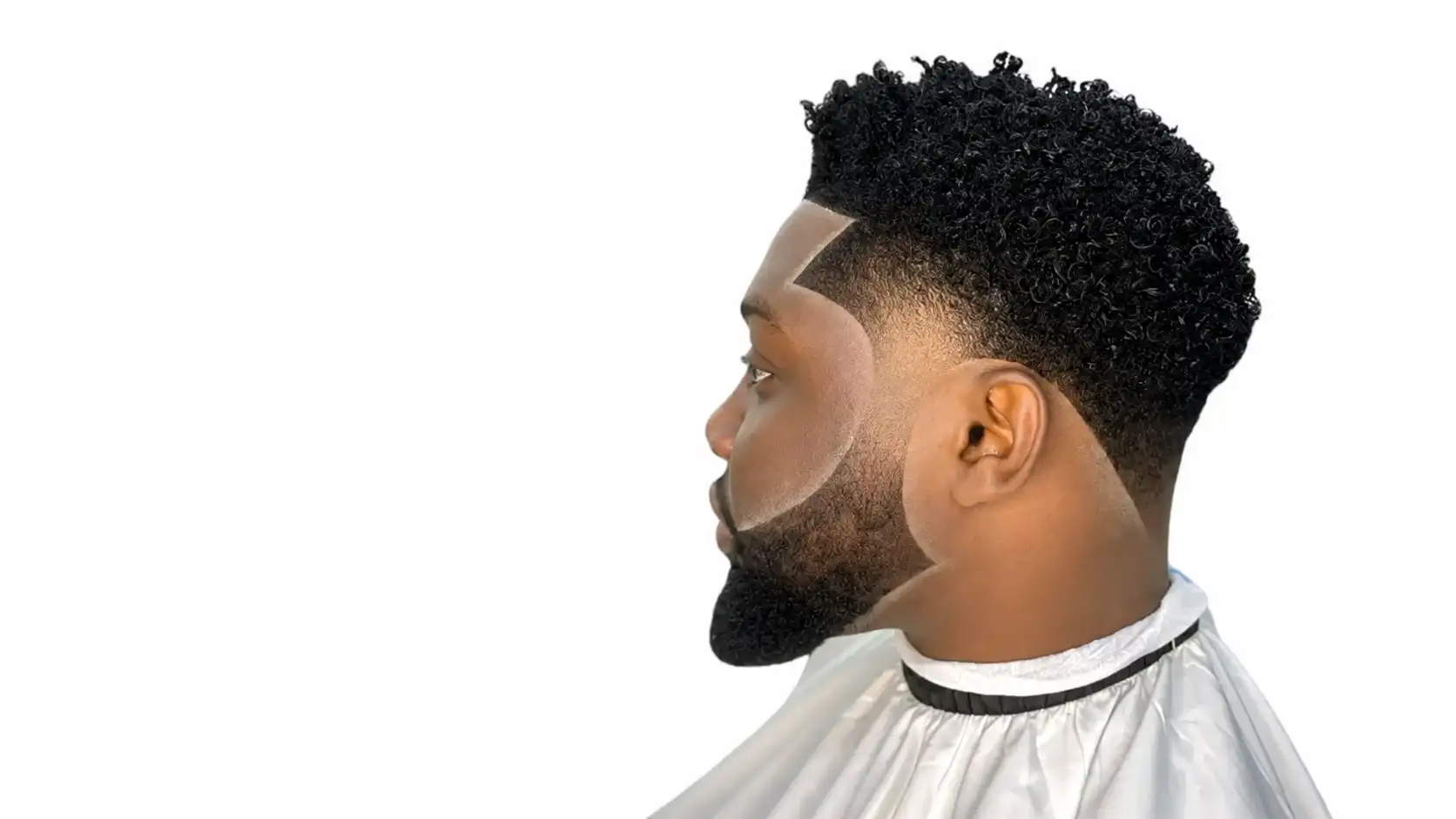Low Temp Fade Black Men with Medium Curls