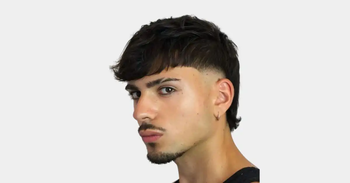 Mullet with Blunt Bangs and Fade