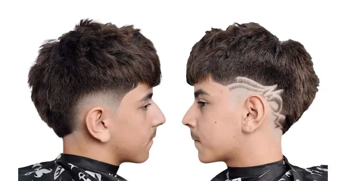 Burst Fade with Design _ Line Art