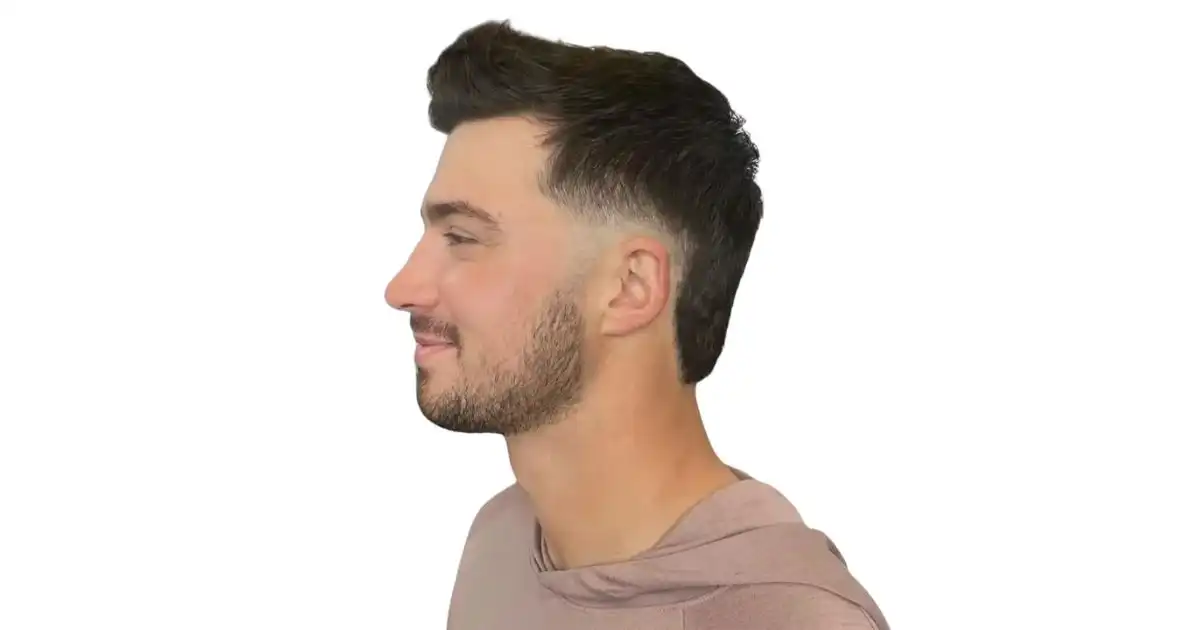 Mullet and Pompadour Fade Cut